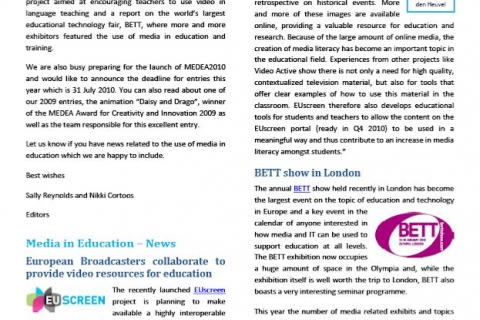 Cover of MiE newsletter